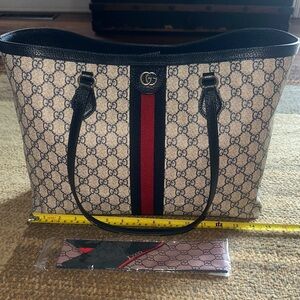 Beige and Navy Tote Bag